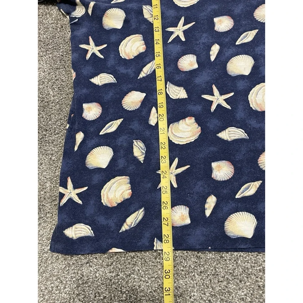 Vintage Chaps Ralph Lauren Mens‎ Polo XL Island Beach Seashell AOP Navy Blue